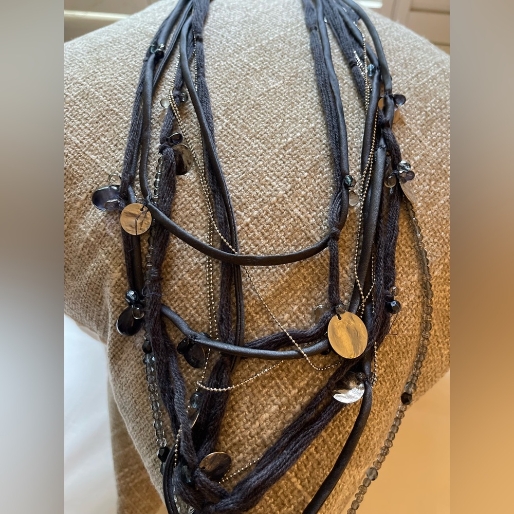 Fabiana Filippi Long Necklace Worn Once. Beautiful silk/metal/stone necklace.